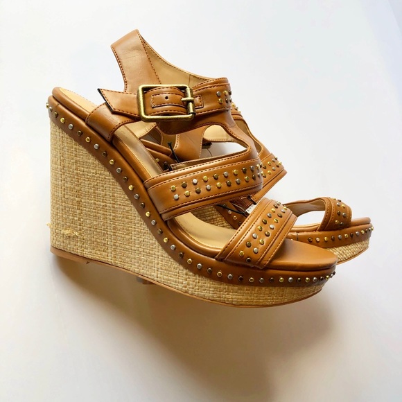 Express Platform Wedge Studded Sandals sz 9 - Picture 2 of 7